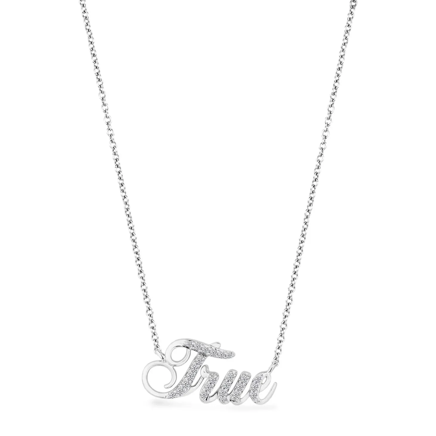 Enchanted Disney Fine Jewelry Sterling Silver 1/6 CTTW Cinderella Editorial Necklace