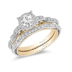 Enchanted Disney Fine Jewelry 14K White Gold And Yellow Gold with 1 1/10 CTTW Cinderella Bridal Set