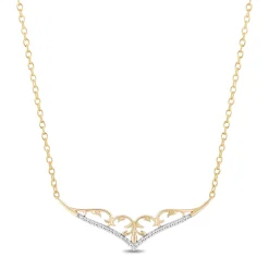 Enchanted Disney Fine Jewelry 10K Yellow Gold with 1/10 CTTW Diamonds Jasmine Necklace