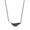 Enchanted Disney Fine Jewelry Black Rhodium over Sterling Silver and 10K Rose Gold with 1/10 CTTW Black Diamond Maleficent Pendant Necklace