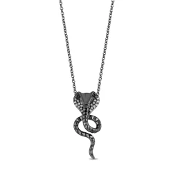 Enchanted Disney Fine Jewelry Black Rhodium Over Sterling Silver with 1/10 CTTW Diamonds Jafar Pendant Necklace
