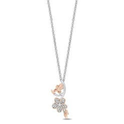 Enchanted Disney Fine Jewelry 14K Rose Gold over Sterling Silver with 1/10 CTTW Diamond Mulan Pendant Necklace