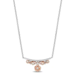 Enchanted Disney Fine Jewelry 14K Rose Gold Over Sterling Silver with 1/6 CTTW Diamonds Belle Necklace
