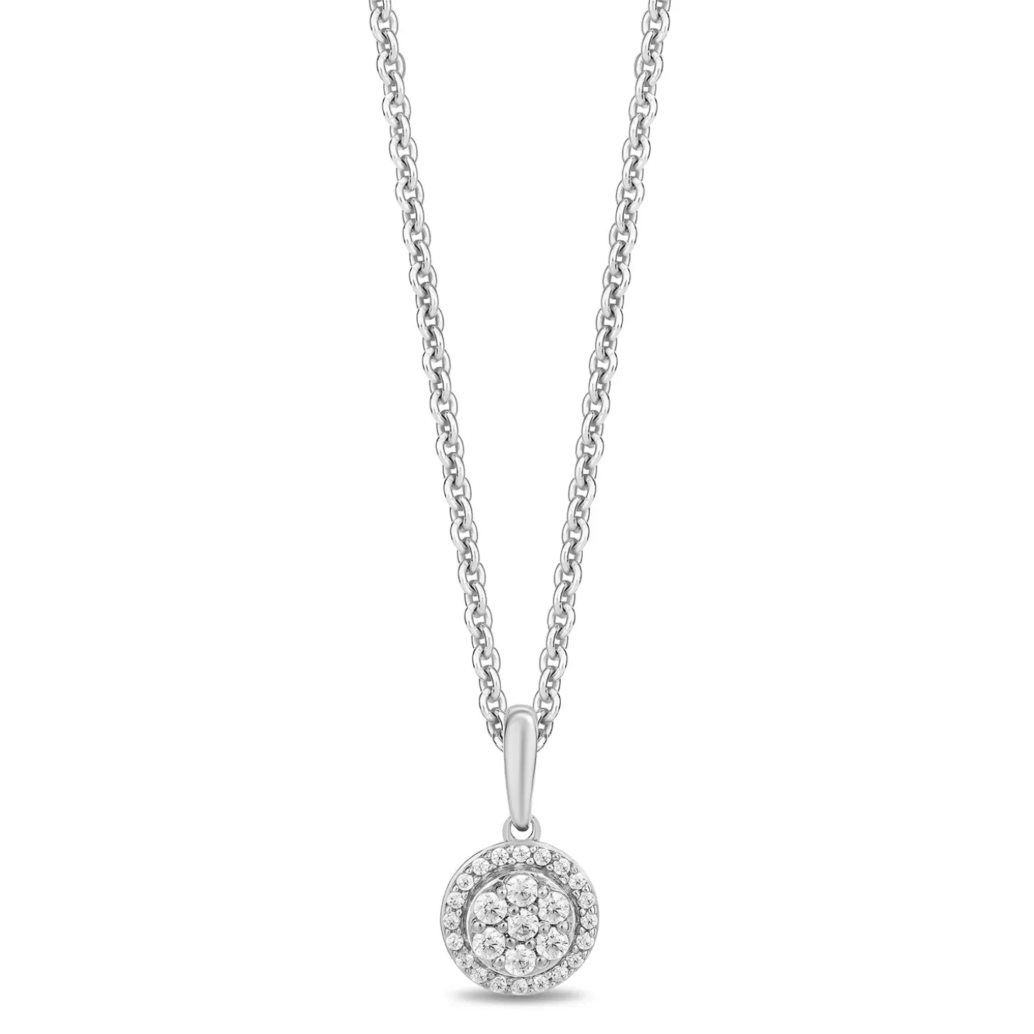 Enchanted Disney Fine Jewelry Sterling Silver and 10K Rose Gold with 1/6 CTTW Diamonds Belle Pendant Necklace
