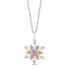 Enchanted Disney Fine Jewelry 14K Rose Gold over Sterling Silver 1/20 CTTW Diamond with Swiss Blue Topaz and Rose De France Elsa Snowflake Pendant Necklace