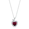 Enchanted Disney Fine Jewelry Sterling Silver with 1/10 CTTW Diamond and Created Ruby Snow White Apple Pendant Necklace