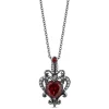 Enchanted Disney Fine Jewelry Black Rhodium over Sterling Silver with Diamond Accent and Red Garnet Evil Queen Dagger Pendant Necklace