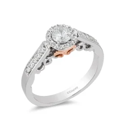 Enchanted Disney Fine Jewelry 14k White Gold and Rose Gold with 1/2 CTTW Ariel Shell Engagement Ring