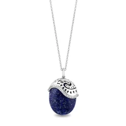 Enchanted Disney Fine Jewelry Sterling Silver with 1/20 CTTW Diamond and Lapis Moana Pendant Necklace