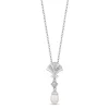 Enchanted Disney Fine Jewelry Sterling Silver with 1/10 CTTW Diamond and Pearl Ariel Pendant Necklace
