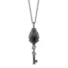 Enchanted Disney Fine Jewelry Black Rhodium over Sterling Silver with 1/6 CTTW Diamond and Onyx Maleficent Pendant Necklace