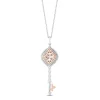 Enchanted Disney Fine Jewelry 14K Rose Gold over Sterling Silver with 1/10 CTTW Diamond and Morganite Aurora Key Pendant Necklace
