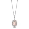 Enchanted Disney Fine Jewelry Sterling Silver and 10K Rose Gold with 1/4 CTTW Diamond And Morganite Aurora Pendant Necklace