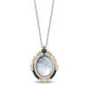 Enchanted Disney Fine Jewelry Sterling Silver and 10k Yellow Gold with 1/6 CTTW Diamond and Mother of Pearl Evil Queen Mirror Pendant Necklace
