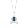 Enchanted Disney Fine Jewelry Sterling Silver with 1/10 CTTW Diamonds and London Blue Topaz Cinderella Carriage Pendant Necklace