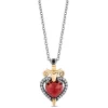 Enchanted Disney Fine Jewelry Black Rhodium Over Sterling Silver and 10K Yellow Gold with 1/10 CTTW Diamond and Red Garnet Evil Queen Pendant Necklace