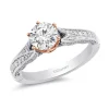 Enchanted Disney Fine Jewelry 14K White Gold and Rose Gold with 1 1/4 CTTW Majestic Princess Engagement Ring
