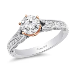 Enchanted Disney Fine Jewelry 14K White Gold and Rose Gold with 1 1/4 CTTW Majestic Princess Engagement Ring