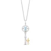 Enchanted Disney Fine Jewelry Sterling Silver And 10K Yellow Gold With 1/20 CTTW Diamond and Swiss Blue Topaz Jasmine Key Pendant Necklace