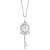 Enchanted Disney Fine Jewelry Sterling Silver with 1/10 CTTW Diamonds and London Blue Topaz and Mother of Pearl Cinderella 70th Anniversary Key Pendant Necklace
