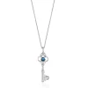 Enchanted Disney Fine Jewelry Sterling Silver with London Blue Topaz Disney Cinderella Key Pendant Necklace