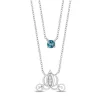 Enchanted Disney Fine Jewelry Sterling Silver with 1/20 CTTW Diamond and London Blue Topaz Cinderella Carriage Pendant Necklace