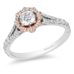 Enchanted Disney Fine Jewelry 14K White Gold and Rose Gold 3/4 CTTW Mulan Engagement Ring