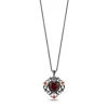 Enchanted Disney Fine Jewelry Black Rhodium over Sterling Silver and 10K Rose Gold with 1/5 CTTW Black Diamond and Red Garnet Snow White 85th Anniversary Collector’s Edition Evil Queen Pendant Necklace