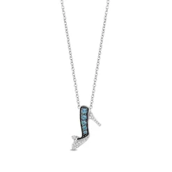Enchanted Disney Fine Jewelry Sterling Silver with 1/20 CTTW Diamonds and London Blue Topaz Cinderella 70th Anniversary Slipper Pendant Necklace