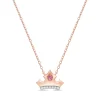Enchanted Disney Fine Jewelry 10K Rose Gold with 1/20 CTTW Diamond and Pink Topaz  Aurora Tiara Necklace