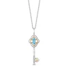 Enchanted Disney Fine Jewelry Sterling Silver and 10K Yellow Gold with 1/20 CTTW Diamond And Swiss Blue Topaz Jasmine Pendant Necklace