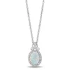 Enchanted Disney Fine Jewelry Sterling Silver with 1/10 CTTW Diamond and Created Opal Cinderella Pendant Necklace