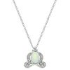 Enchanted Disney Fine Jewelry Sterling Silver with 1/10 CTTW Diamond and Created Multicolored Opal Cinderella Pendant Necklace