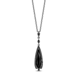 Enchanted Disney Fine Jewelry Black Rhodium over Sterling Silver with 1/5 CTTW Diamond and Black Spinel Maleficent Pendant Necklace