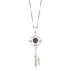 Enchanted Disney Fine Jewelry Sterling Silver and 10K Yellow Gold with 1/20 CTTW Diamond and Smokey Quartz Pocahontas Key Pendant Necklace