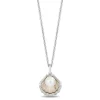 Enchanted Disney Fine Jewelry Sterling Silver with 1/20 CTTW Diamonds and Pearl Ariel Shell Pendant Necklace