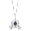 Enchanted Disney Fine Jewelry Sterling Silver with 1/6 CTTW Diamond and Blue Sapphire Cinderella Carriage Pendant Necklace