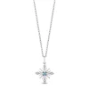 Enchanted Disney Fine Jewelry Sterling Silver Tapper Baguette and Round 1/20 CTTW Diamonds With Swiss Blue Topaz Elsa Pendant Necklace