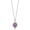 Enchanted Disney Fine Jewelry Sterling Silver and 10K Rose Gold 1/6 CTTW Diamond and Rose De France Rapunzel Drop Pendant Necklace