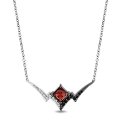 Enchanted Disney Fine Jewelry The de Vil is in the Details Sterling Silver and Black Rhodium 1/5 CTTW Diamond and Garnet Disney Cruella Live Action Necklace
