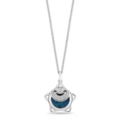 Enchanted Disney Fine Jewelry Sterling Silver with 1/10 CTTW Diamonds Wishing Star Pendant Necklace