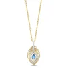 Enchanted Disney Fine Jewelry 10K Yellow Gold with 1/8 CTTW Diamonds and Swiss Blue Topaz Jasmine Peacock Feather Pendant Necklace