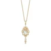 Enchanted Disney Fine Jewelry 14K Yellow Gold 1/10 CTTW Diamond with Mother of Pearl Belle Mirror Pendant Necklace