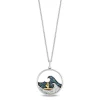 Enchanted Disney Fine Jewelry Sterling Silver and 10K Yellow Gold with 1/10 CTTW Diamonds and London Blue Topaz Moana Wave Pendant Necklace