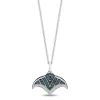 Enchanted Disney Fine Jewelry Sterling Silver with 1/10 CTTW Diamonds and London Blue Topaz Moana Pendant Necklace
