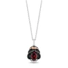 Enchanted Disney Fine Jewelry Black Rhodium Over Sterling Silver and 10K Rose Gold 1/7 CTTW Black Diamond and White Diamond with Red Garnet Snow White Pendant Necklace
