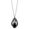 Enchanted Disney Fine Jewelry Black Rhodium Over Sterling Silver with 1/5 CTTW Diamonds and Onyx Maleficent Pendant Necklace