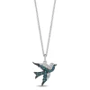 Enchanted Disney Fine Jewelry Sterling Silver with 1/20 CTTW Diamonds and London Blue Topaz Cinderella Bird Pendant Necklace