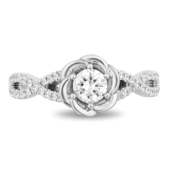 Enchanted Disney Fine Jewelry 14K White Gold with 1/2 CTTW Diamond Belle Bridal Ring