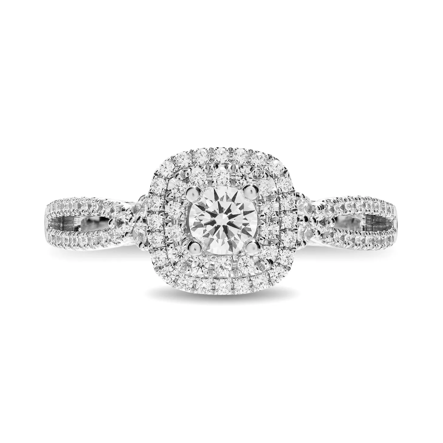 Enchanted Disney Fine Jewelry 14K White Gold and Rose Gold with 3/4 CTTW Diamond Castle Majestic Princess Engagement Ring